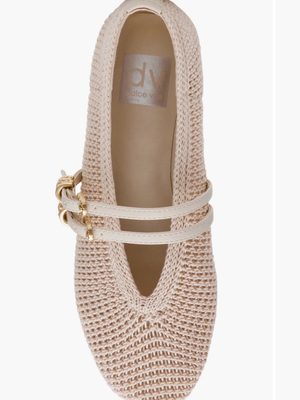 DV by Dolce Vita Lespina Crochet Flat in Cream with Gold Buckles - Picture 3 of 4